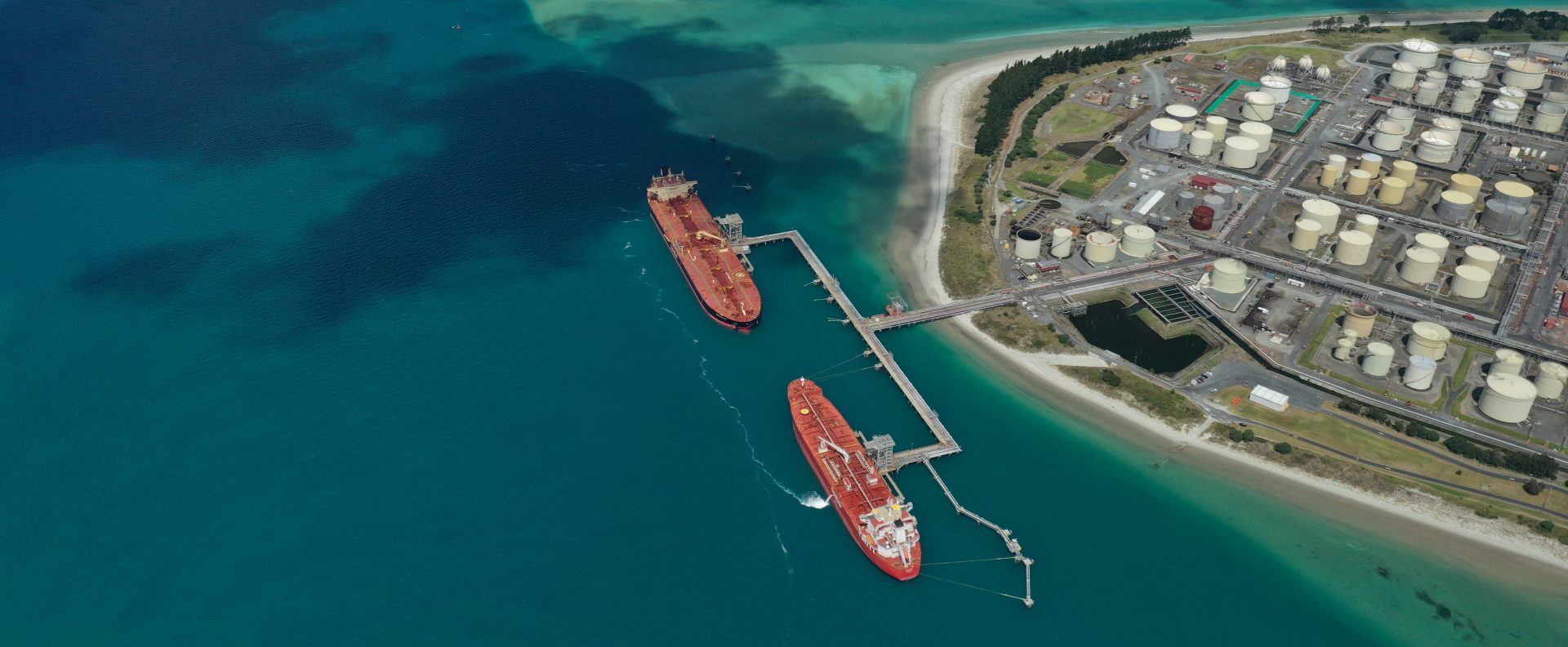 Aerial view jetty with ships
